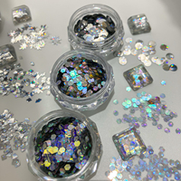 Paillettes uv pour ongles, 6 couleurs, brillantes, argentées, pour laser, de forme ronde, mélangées