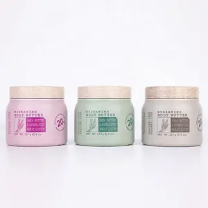 Envases de cosméticos biodegradables de trigo natural personalizados con muestras gratis, tarro de crema de paja reciclable de 8oz y 10oz