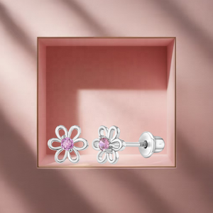 Children Jewelry 925 Sterling Silver CZ Flower <strong>Earrings</strong> 7mm Design Hypoallergenic Screw <strong>Back</strong> Lightweight <strong>Safety</strong> Fine Studs - Product Image 4