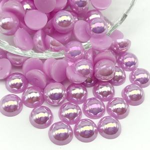 Màu Hồng AB phẳng trở lại Ngọc Trai Mix ABS nửa vòng ngọc trai <span class=keywords><strong>Loose</strong></span> hạt ngọc trai nhựa cho trang phục khiêu vũ váy DIY Mugs trang trí - Product Image 5