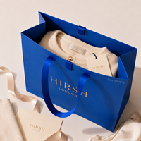 Sacs en papier personnalisés de luxe bleu et or pour cosmétiques, vêtements et emballages – Sacs shopping sur mesure pour l'habillement