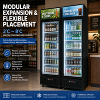 Réfrigérateur Commercial Ultra-Mince à Porte Simple, Sans Givre, pour Boissons, Vitrine Verticale en Verre, Réfrigérateur Commercial Numérique pour Boissons