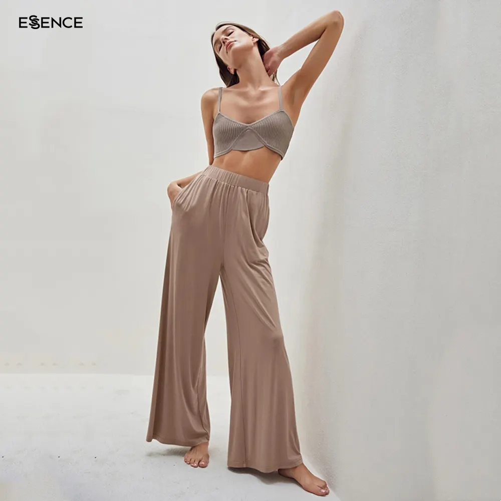 Individuelle weiche Viskose Bambus Loungewear weites Bein Hosen Schlaf Damen Modal-Pjama Schlafanzug