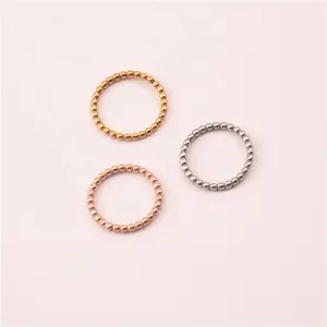 2022 Trendy stainless steel rose gold small size ball knotted joint stacking tail finger ring