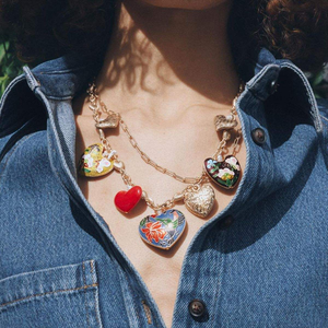 DP 2026 Nuevo Estilo de Moda Unisex, Colgante Geométrico Esmaltado Multicapa de 18 Pulgadas, Cadenas Vintage con Corazón Cristiano Chapadas en Oro de 18K - Product Image 1