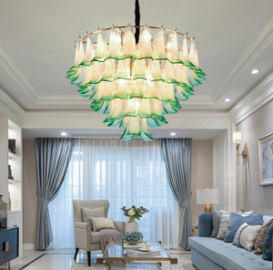 עיצוב איטלי מורנו תקרת זכוכית מנורת עלה ירוק מנורת מנורת חדר שינה חדר אוכל חדר אמבטיה מקלחת - Product Image 2