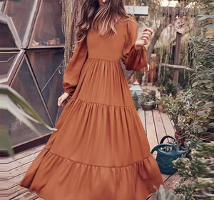Nouvelle <span class=keywords><strong>Robe</strong></span> Longue Décontractée pour <span class=keywords><strong>Femme</strong></span> et Fille, Manches Longues, Couleur Unie, Col en V, Idéale pour l'Été, le Printemps, la <span class=keywords><strong>Plage</strong></span> et les Vacances, Vente en Gros - Product Image 3