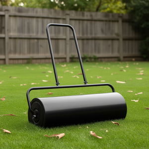 Rouleau à gazon 17 gallons en acier noir avec poignée en U pour pelouse, jardin, ferme, parc - Product Image 2