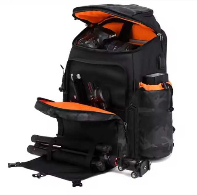 Large Capacity Professional DSLR Camera Backpack Nylon Zipper Waterproof With Laptop Compartment Photography Case