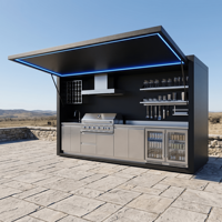 Structure de cuisine BBQ extérieure OEM en acier inoxydable, anti-corrosion et résistante aux intempéries, avec évier et accessoires