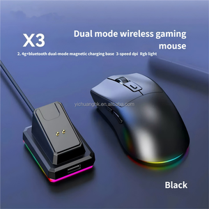 Ratón Óptico Inalámbrico con Base Retroiluminada RGB, Doble Modo 2.4G, Alimentado por Batería, Diseño Ergonómico para Escritorio - Product Image 5