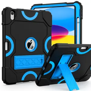 Silicone Heavy Duty Shockproof PC Tablet Case for iPad 10 Generation Case 10.9 inch 2022 with Kickstand & Pencil Holder