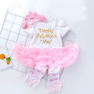 2020 ropa de bebé de Día de San Valentín los niños del mameluco vestido con calentador de la pierna diadema ropa de bebé - Product Image 1
