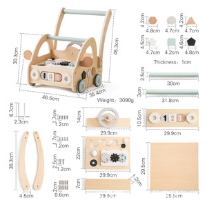 Chariot de courses en bois pour enfants, jouet éducatif Montessori, trotteur pousse-tirette pour bébé, jouets pour enfants - Grande Vente - Product Image 5