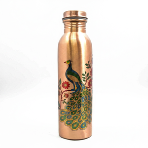 Botella de Agua de Cobre con Diseño de Pavo Real, Estilo Oriental, Ecológica, para Beber al Aire Libre - Product Image 1