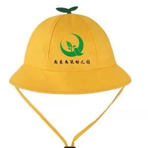 หมวกชาวประมงผ้าฝ้ายสำหรับเด็ก สีเหลือง ป้องกันแสงแดด สำหรับเด็กอนุบาลและนักเรียนประถม พร้อมพิมพ์โลโก้ - Product Image 1