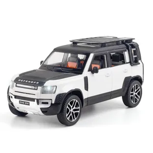 diecast model cars 1:24 Land Rover Defender with sound and light pullback toy off-road vehicle model decoration diecast model