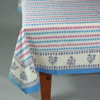 Linge de table décoratif 100% coton, imprimé floral, bordure rayée, nappe rectangulaire pour cuisine, salle à manger