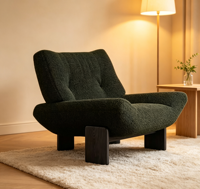 Moderner Zeitgenössischer Massivholz-Chaiselongue Freizeitstuhl mit Körniger Samtbezug Luxuriöse Wohnzimmermöbel für Zuhause und Hotel