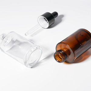 LingKa LK01 Frosted Clear Round Thick Glass Dropper Bottles for Essential Oils & Eye Drops Screen Printed Refillable <b>Flat</b> - Product Image 4