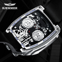 Montre de sport unisexe de luxe PINDU NH05 SEIKO Mouvement mécanique automatique Cadran carré Verre minéral Silicone Acier inoxydable