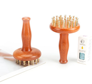 Cepillo para meridianos de latón macizo de 29 dientes, artesanía, mango de madera, cepillo de masaje, herramienta de masaje corporal multiusos - Product Image 6