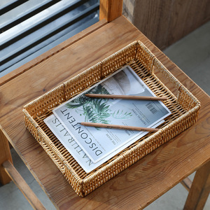 Rattan Woven Household Storage <strong>Tray</strong> Different Sizes Of Woven Food <strong>Baskets</strong> Snack Storage <strong>Basket</strong> - Product Image 2