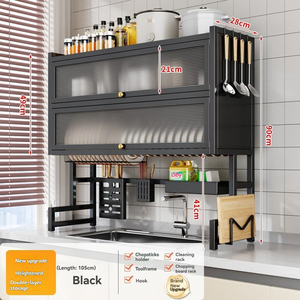 Organizzatore Multifunzionale <span class=keywords><strong>per</strong></span> <span class=keywords><strong>Cucina</strong></span> a Doppio Strato, Antipolvere e Antiolio, <span class=keywords><strong>per</strong></span> Utensili e Pentole - Product Image 5