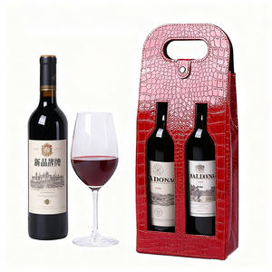 Bolsa de Presente para Garrafa de Vinho Personalizada de Luxo Reutilizável com Alças em Couro PU Marrom - Product Image 6