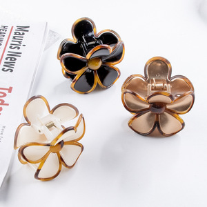 مشبك شعر فاخر وأنيق جديد من YT لفصل الشتاء، مشبك شعر كبير على شكل زهرة بلون بني عتيق، مشابك شعر جميلة للنساء والفتيات - Product Image 2