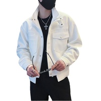Veste Bomber de Couple Rétro Vert Style High Street, Veste de Baseball Homme à Col Revers et Grandes Poches, Manteau pour Homme Tenue de Club Couleur Unie