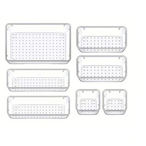 Transparent Plastic Storage <b>Bins</b> Set 4 Sizes Rectangle Non Slip Organizer Box For <b>Kitchen</b> Desk Cosmetic Drawer Divider - Product Image 5