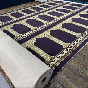 Custom High Quality Polyester Machine Made Mosque Masjid Prayer Carpet Muslim Use Red High Pile Home Use Floor Roll for Events - Product Image 1