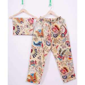 Conjunto de Pijama Informal de Satén 100% Algodón para Mujer, Estampado Floral Otoñal, Transpirable, Cintura Elástica, Manga Larga, 2024 - Product Image 2