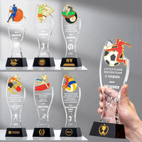 Trophée en cristal personnalisé, figurine sportive, gravure gratuite du logo et du texte pour les compétitions de basketball, de football, de volley-ball et de badminton