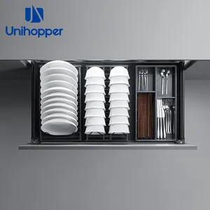 Unihopper Modern Kitchen Organizer Storage Basket Glass Multifunctional Cabinet Pull Out Basket Drawer