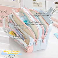 Trousse à crayons colorée, pochette transparente grande capacité, sac de papeterie multifonctionnel créatif et esthétique