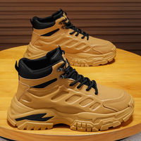 Bottes de randonnée décontractées pour hommes à lacets, avec tige en PU et semelle extérieure en caoutchouc, idéales pour l'automne