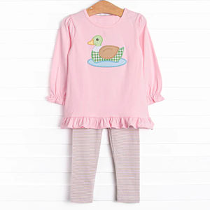 Tenues d'automne personnalisées à imprimé petite citrouille pour enfants Vente en gros Ensemble de vêtements pour enfants à manches longues pour fille - Product Image 3