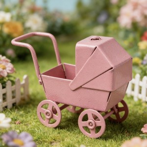 Cochecito de Muñecas 1:12, <span class=keywords><strong>Mini</strong></span> <span class=keywords><strong>Cuna</strong></span> de Hierro, Modelo de Carrito, Accesorio de Simulación para Escenas Infantiles - Product Image 1