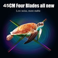 고해상도 저소음 3D 홀로그램 LED 디스플레이 45cm 안정 회전 광고용 3D LED 팬 APP/PC 제어 홀로그램