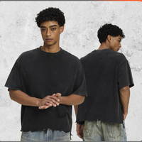 T-shirts pour hommes de haute qualité, vintage, en tissu épais, à ourlet brut, coupe ample, effet délavé, coupe ajustée, personnalisés, imprimés et coupés sur mesure