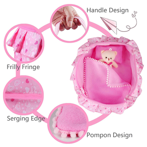 V020 Portable Baby <strong>Doll</strong> Cradle Bassinet Soft Pillow Quilt Blanket Bear Accessories <strong>Doll</strong> <strong>Carry</strong> <strong>Cot</strong> Set Pretend Play Toy - Product Image 4