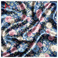 Tissu satiné de luxe soyeux 100% polyester, tissu imprimé personnalisé, motif floral pour robe de soirée