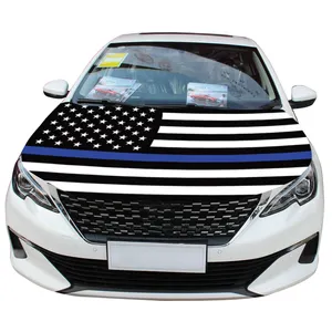 새로운 디자인 경찰 깃발 자동차 후드 커버 고품질 폴리 에스테르 패브릭 얇은 블루 라인 얇은 엔진 후드 플래그