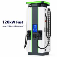 Station de recharge rapide DC commerciale 120 kW pour flotte de véhicules électriques et parking public avec système de paiement par carte de crédit et prise en charge OCPP