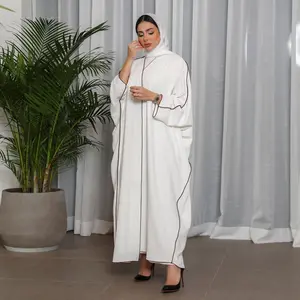 2023 Populaire Witte Patchwork Oversized Kleding Dames Moslim Jurk Abaya
