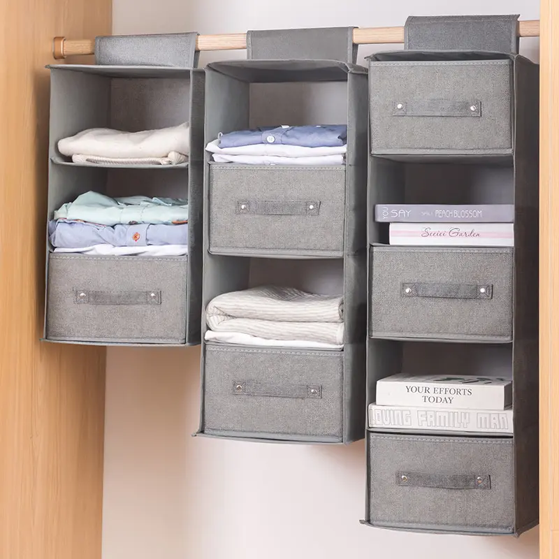 Dormitory wardrobe storage artifact, bed finishing hanging underwear storage bag, household multi-layer box dust bag