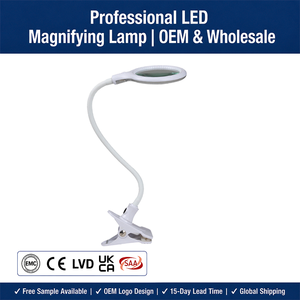 ไฟแว่นขยายแบบหนีบปรับความสว่างได้ พร้อมไฟ LED รอบวงเต็มรูปแบบ สำหรับห้องทำงานศิลปะ - Product Image 1