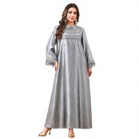 Robe de mariée ethnique longue en georgette perlée et pailletée faite à la main pour femme, grande taille, col montant, style kaftan abaya, longueur ras du sol